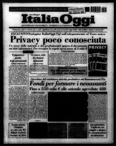 Italia oggi : quotidiano di economia finanza e politica